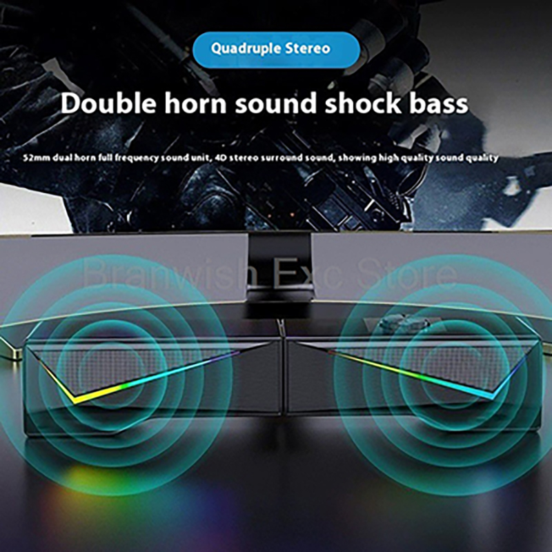 Rgb Computer Soundbar For Pc - 2x2.5 واط الكمبيوتر المتكلم RGB ضوء