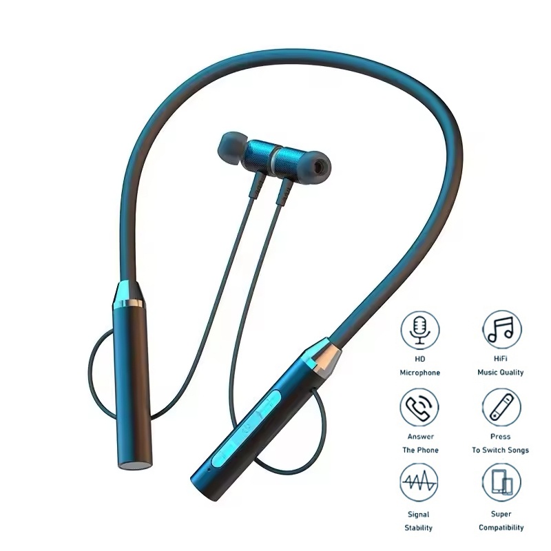 Magnetic Neckband Sports Earphones - سماعات أذن لاسلكية تعمل بالبلوتوث، سماعات