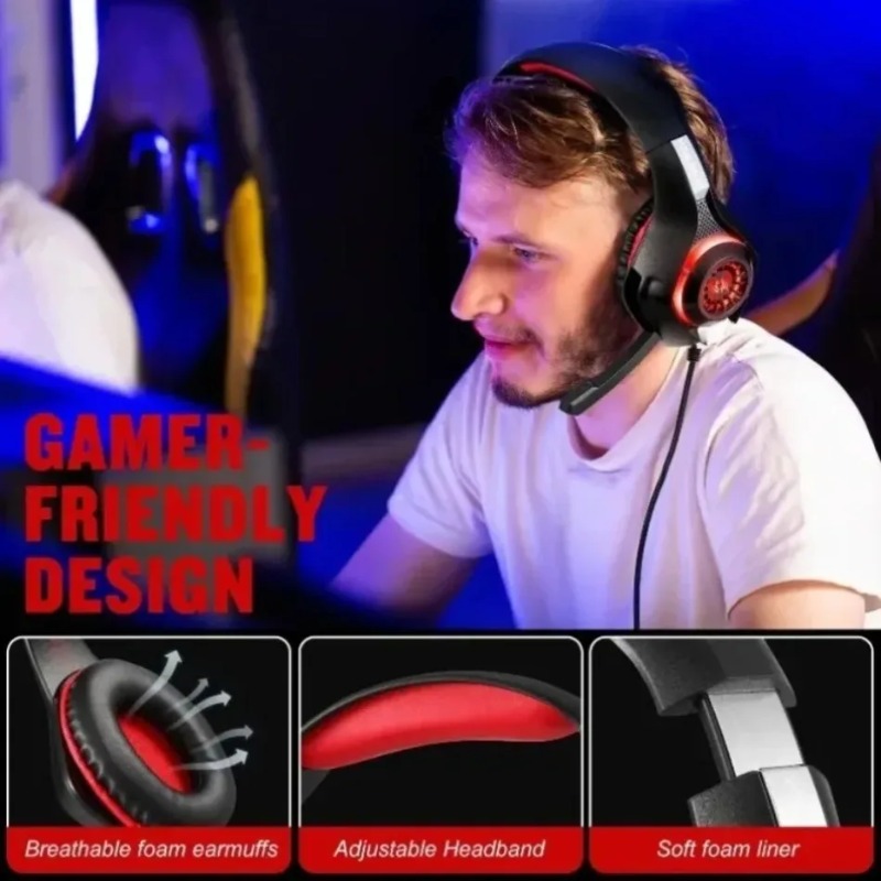 Gaming Headset With Mic Rgb - سماعة ألعاب سلكية فوق الأذن مع