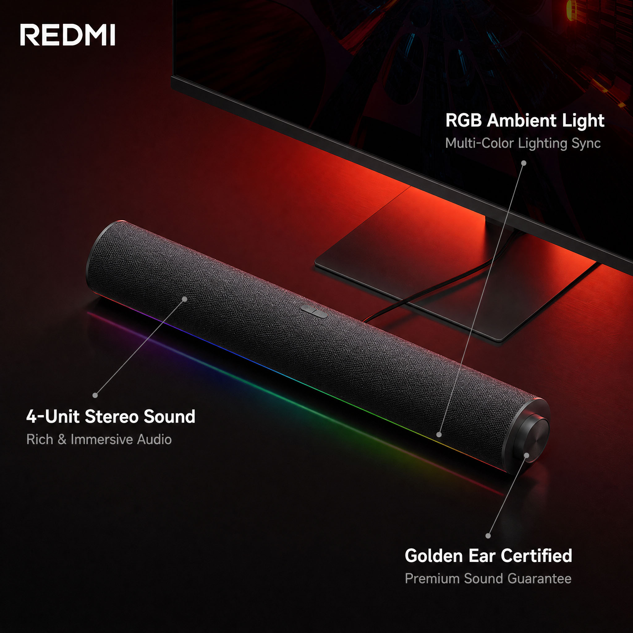 Rgb Computer Soundbar For Pc - مكبر صوت أصلي من شاومي ريدمي