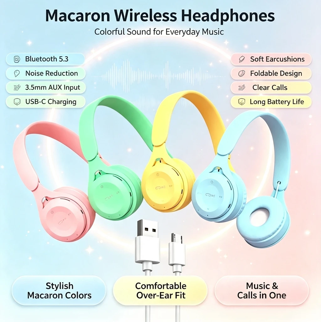 Anc Wireless Over Ear Headphones - سماعات رأس بلوتوث 5.0 قابلة للطي