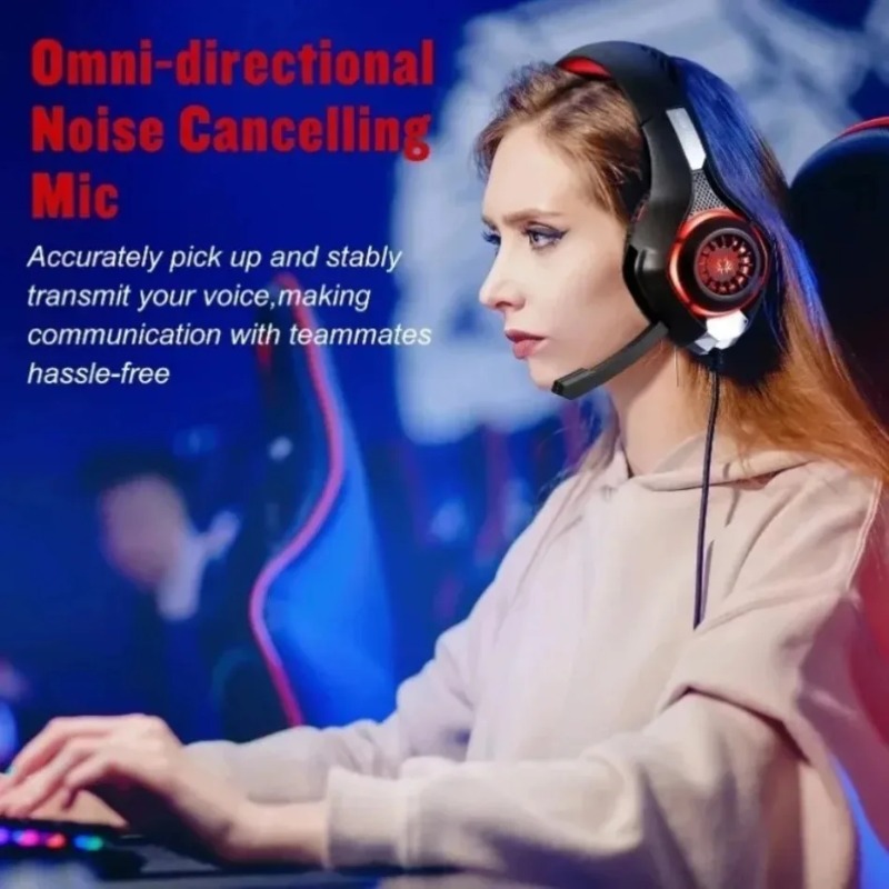 سماعة ألعاب سلكية فوق الأذن مع - مراجعة Gaming Headset With Mic Rgb وسعره