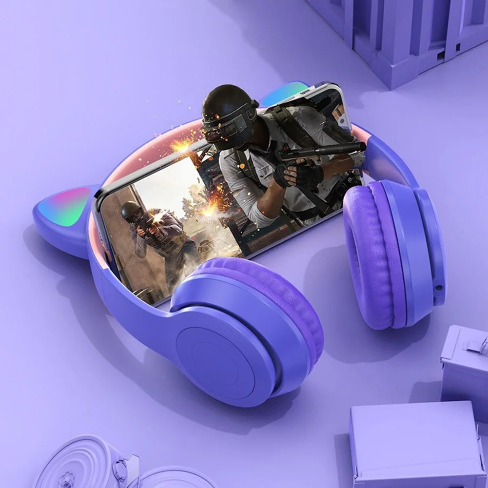 وامض LED لطيف آذان القط سماعات - مراجعة Cat Ear Bluetooth Headset Led وسعره