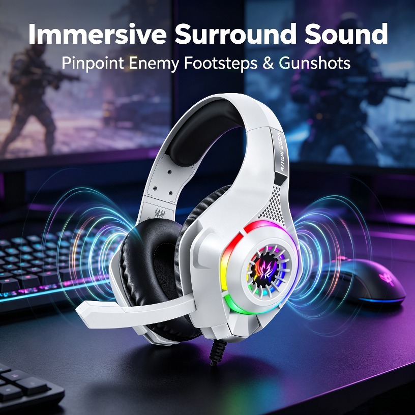 سماعات رأس سلكية للألعاب مع مي - مراجعة Gaming Headset With Mic Rgb وسعره