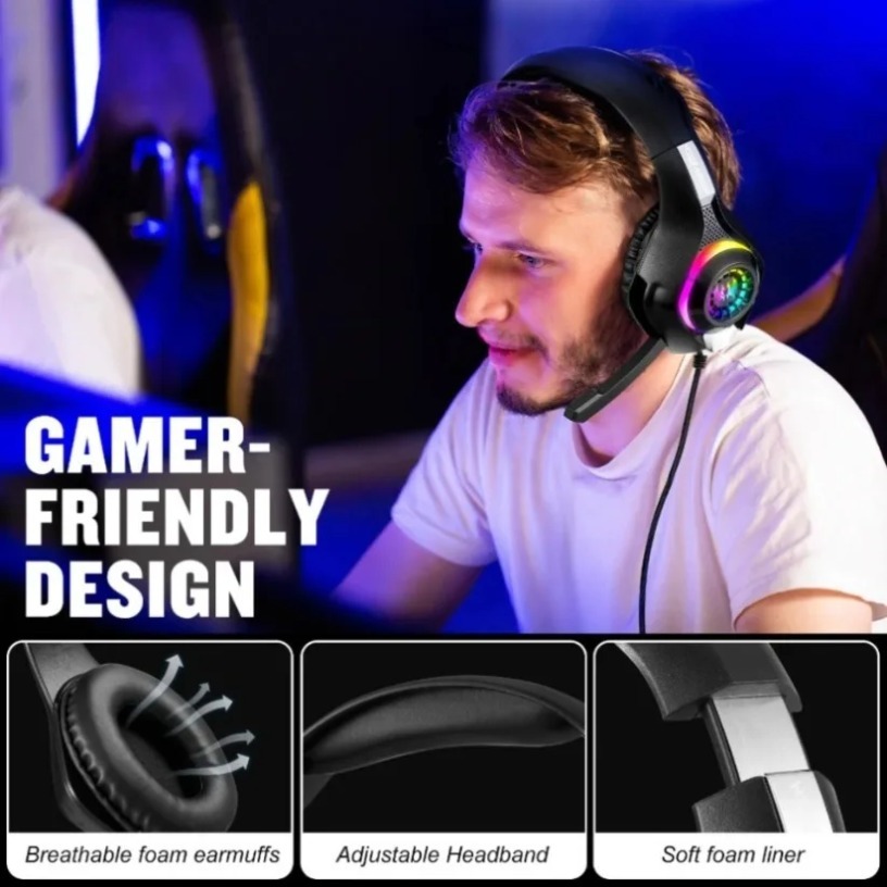 سماعات رأس سلكية للألعاب مع مي - مراجعة Gaming Headset With Mic Rgb وسعره