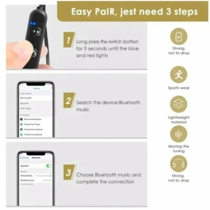 1-4 قطع من سماعات البلوتوث الل - مراجعة Magnetic Neckband Sports Earphones وسعره