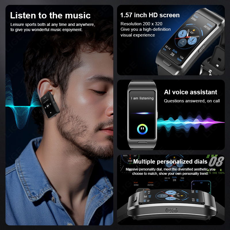 ساعة ذكية جديدة من LIGE مع سما - مراجعة Tws Earbuds Bluetooth 5.3 وسعره