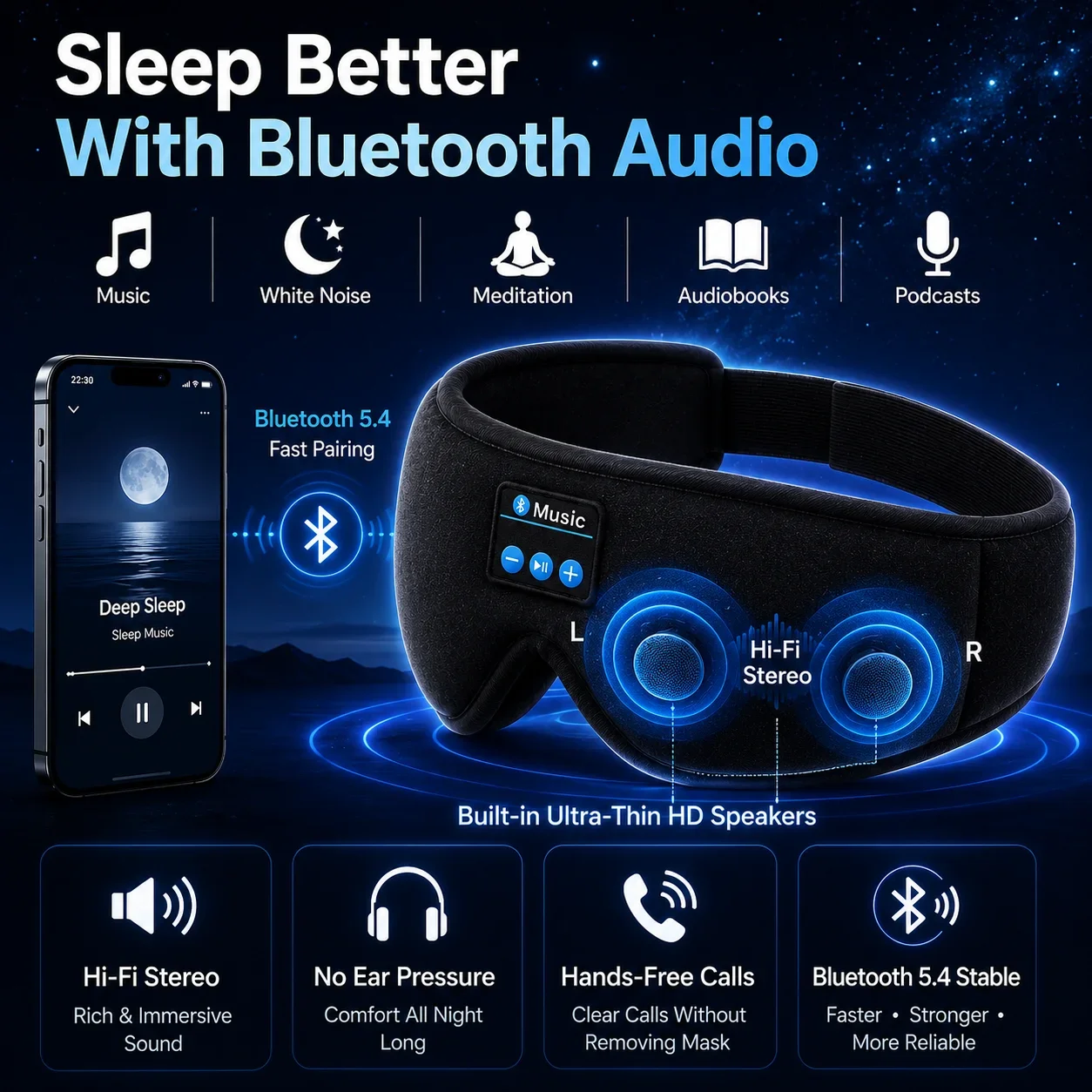 سماعات نوم لاسلكية مع قناع للع - مراجعة Sleep Mask Headphones Bluetooth وسعره