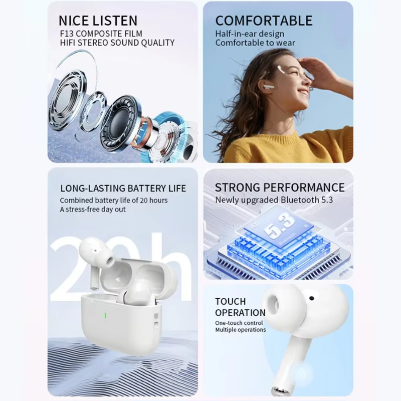 سماعات أذن بلوتوث A5 TWS، سماع - مراجعة Tws Earbuds Bluetooth 5.3 وسعره