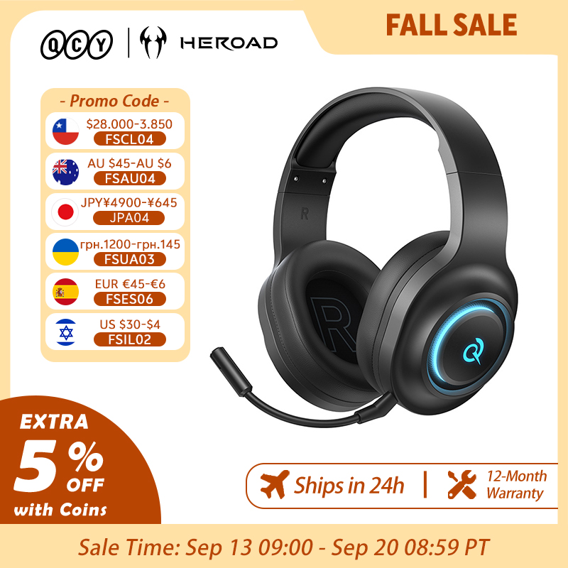 سماعة ألعاب QCY Heroad V200 مع - مراجعة Gaming Headset With Mic Rgb وسعره