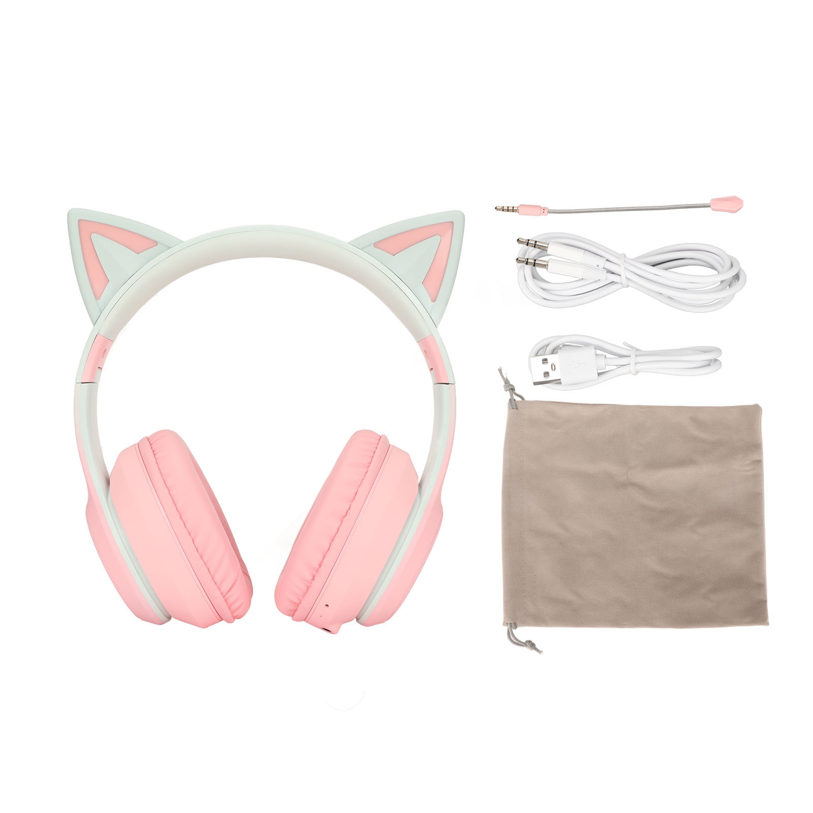 سماعات رأس لاسلكية للألعاب بتص - مراجعة Cat Ear Bluetooth Headset Led وسعره