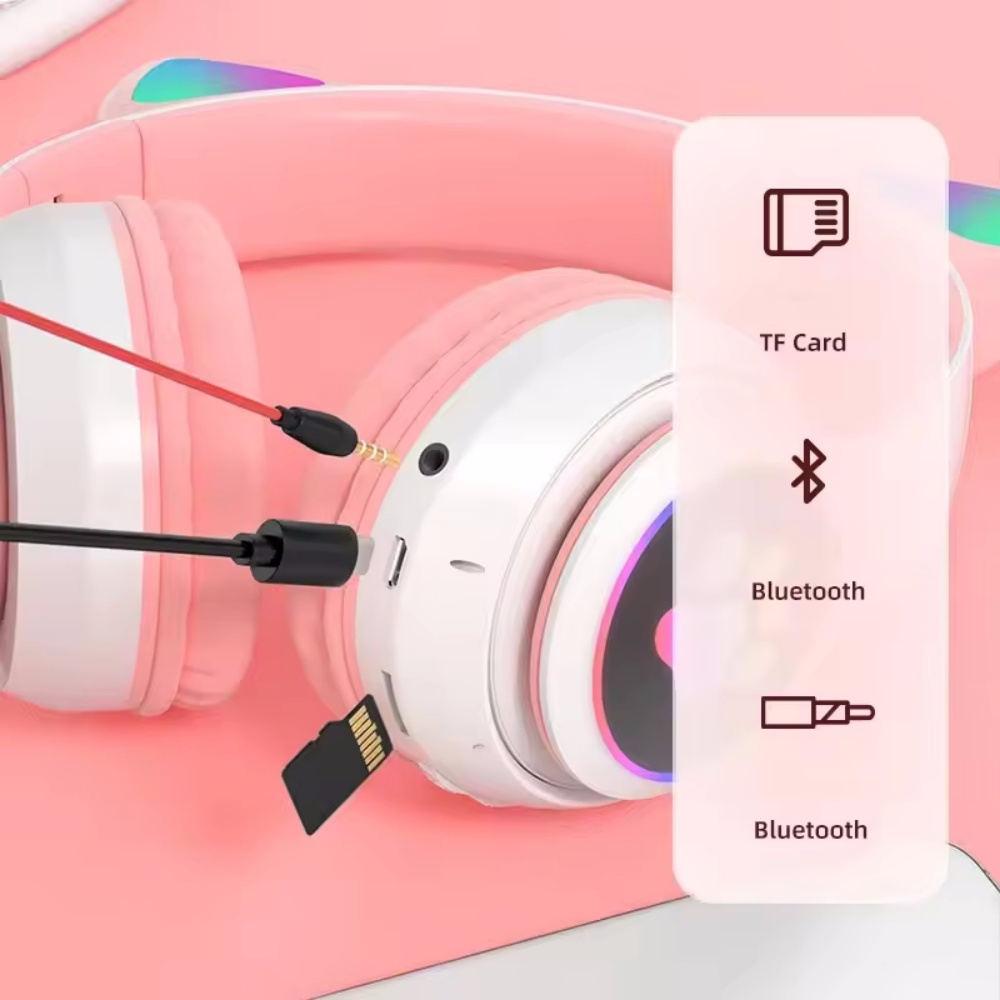 سماعة رأس لاسلكية بتصميم أذن ق - مراجعة Cat Ear Bluetooth Headset Led وسعره