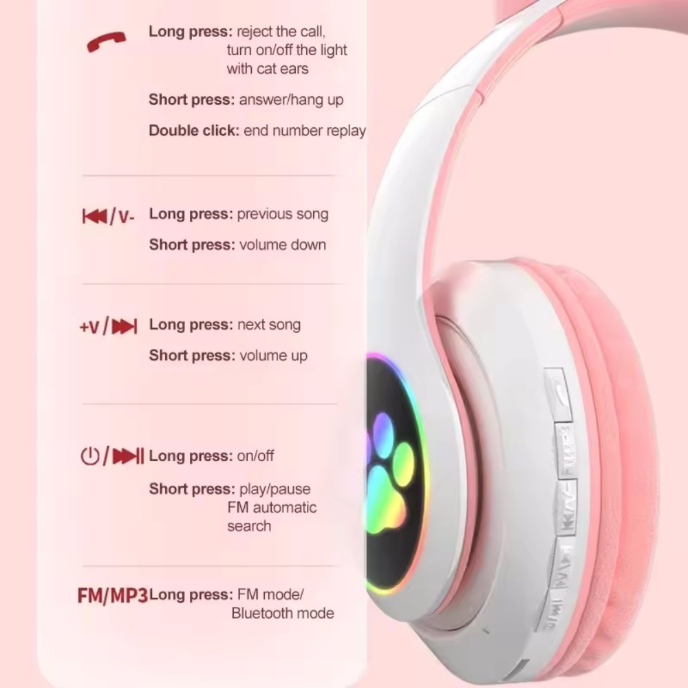 سماعات رأس لاسلكية بتصميم آذان - مراجعة Cat Ear Bluetooth Headset Led وسعره