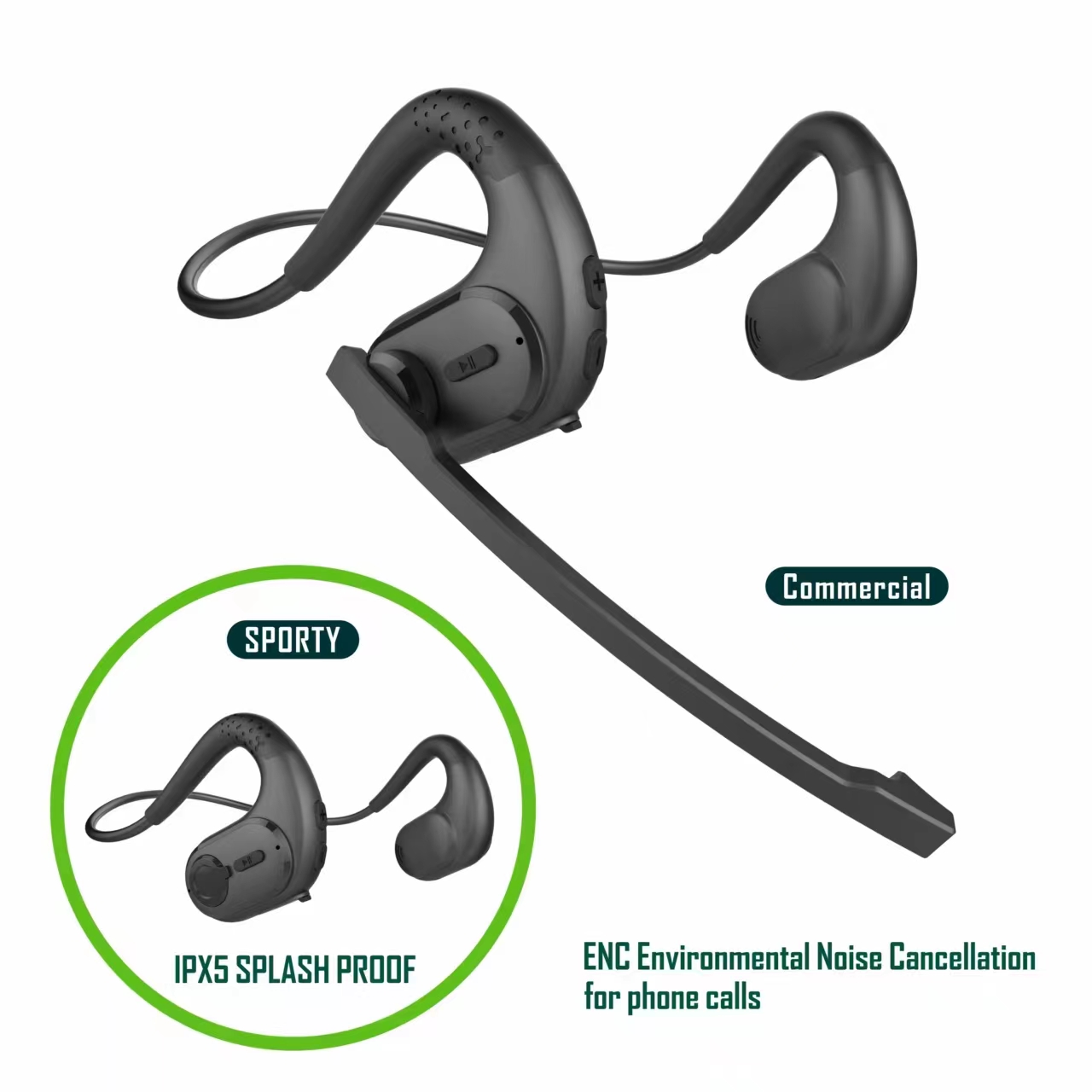 سماعات رأس بتقنية التوصيل الهو - مراجعة Open Ear Air Conduction Headphones وسعره